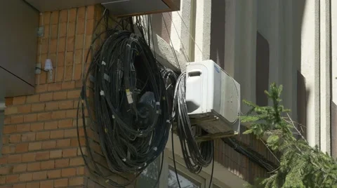 Outdoor Large Curl Cables Stock Footage 62845003