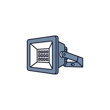 Outdoor led floodlight projector icon illustration for site security light Stock Illustration