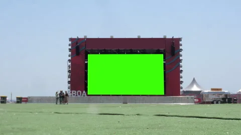 Outdoor LED Stage Screen with Green Chroma Key at Lisboa Football Arena Fan Zone Видео 340236354