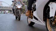 Outdoor Lifestyle Biker On Street 2 Stock Footage