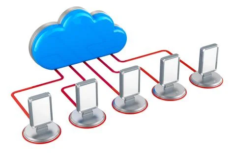 Outdoor Light Boxes connected with computer cloud, control of advertisement.. Stockillustratie