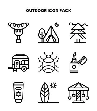 Outdoor Line Vector Icons Pack Stock Illustration