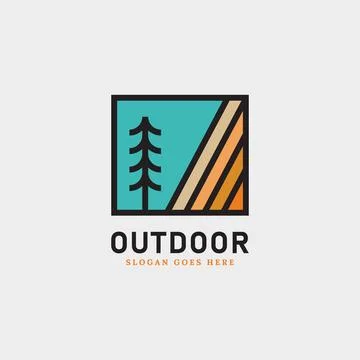 Outdoor logo, pine tree, landscape, icon logo Stock Illustration