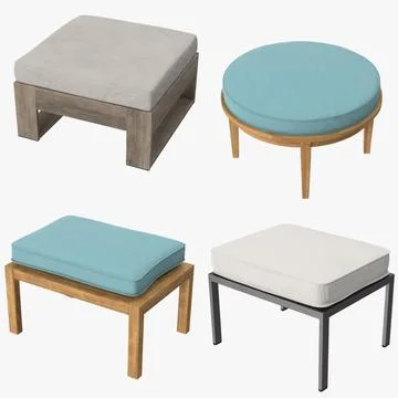 Outdoor Ottomans Collection 3D Model