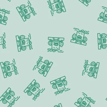 Outdoor painting spring line vector seamless pattern 스톡 일러스트