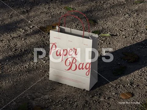 Outdoor Paper Bag Mockup on Soil PSD Template