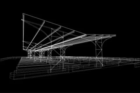 Outdoor parking structure abstract, 3d illustration, architecture drawing Stock Illustration