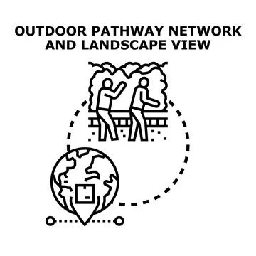 Outdoor pathway network and landscape view conceptual icon 스톡 일러스트