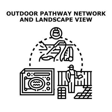 Outdoor pathway network landscape design and maintenance planning Stock Illustration