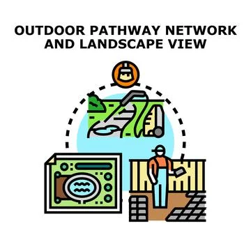 Outdoor pathway network landscape design and maintenance planning Stock Illustration