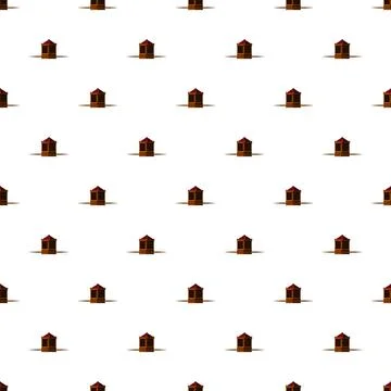 Outdoor pattern featuring repeating brown garden gazebos 스톡 일러스트