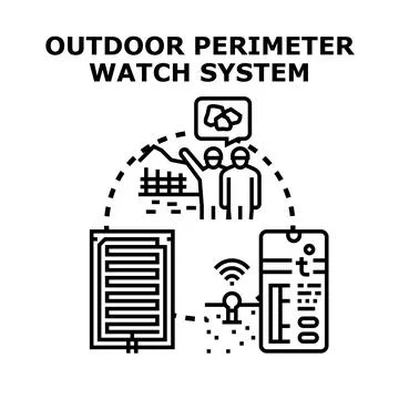 Outdoor perimeter watch system concept vector illustration Stock Illustration