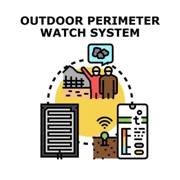 Outdoor perimeter watch system concept vector illustration Stock Illustration