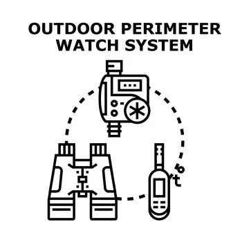 Outdoor perimeter watching system for security and monitoring Stock Illustration