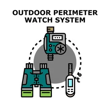 Outdoor perimeter watching system for security and monitoring Stockillustratie