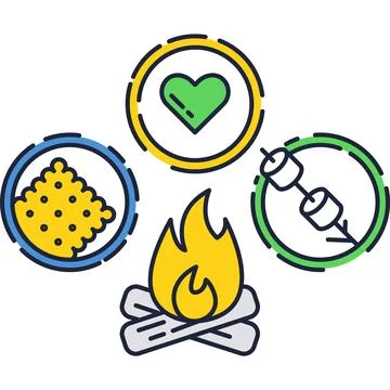 Outdoor picnic icon vector fire isolated symbol Stockillustratie