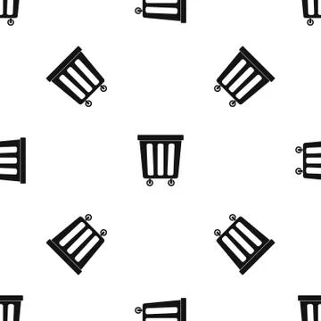 Outdoor plastic trash can pattern seamless black Stock Illustration