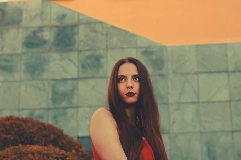 Outdoor portrait of european hispanic girl Stock Photos