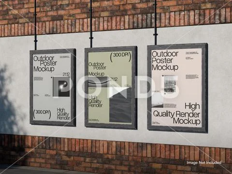 Outdoor Poster Mockup on a Brick Wall PSD-Vorlage