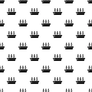 Outdoor potted plants pattern seamless Stock Illustration