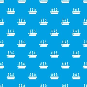 Outdoor potted plants pattern vector seamless blue 스톡 일러스트