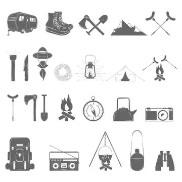 Outdoor Recreation Vector Icon Set. Stock Illustration