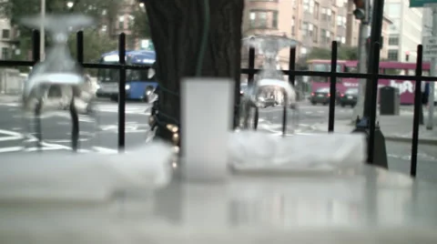 Outdoor Restaurant Cafe Table Stock Footage 61241618