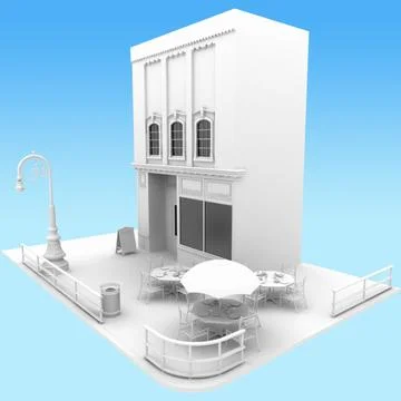 Outdoor Restaurant Scene 3D Model