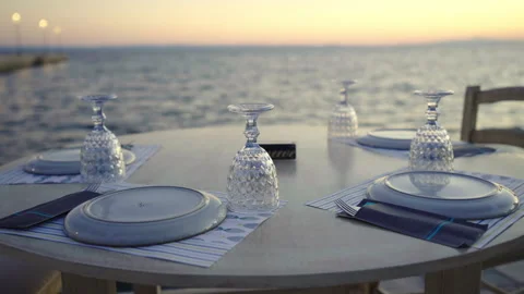 Outdoor restaurant at seashore Stock Footage 213101339