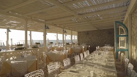Outdoor restaurant set table Stock Footage 88170883
