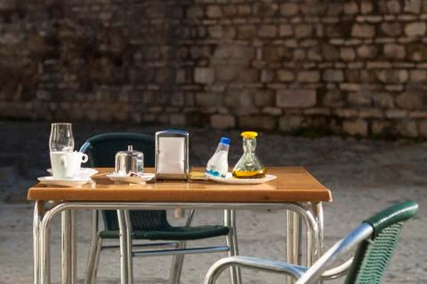 Outdoor restaurant table Stock Photos