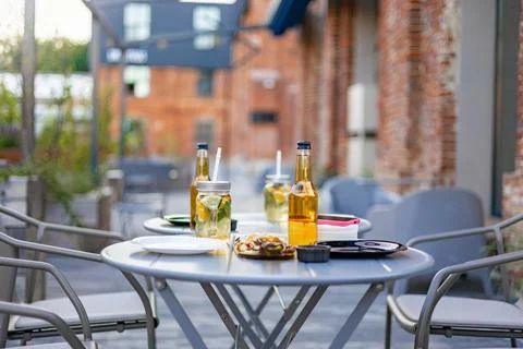 Outdoor Restaurant Table Setting Stock Photos
