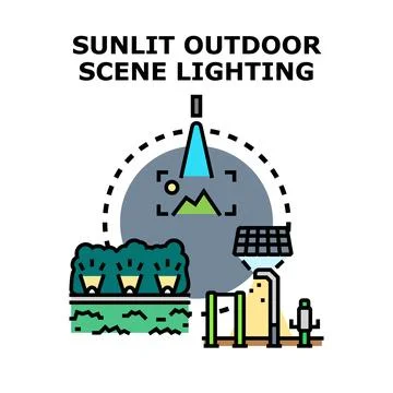 Outdoor scene lighting concept for design illustration Stock Illustration