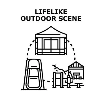 Outdoor scene vector concept for camping and backyard living Illustrazione stock