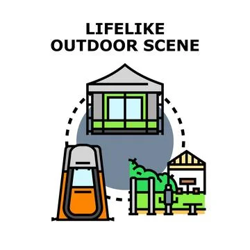 Outdoor scene vector concept for camping and backyard living Illustrazione stock