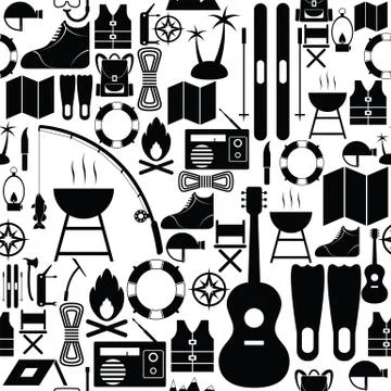 Outdoor seamless pattern background icon. 스톡 일러스트