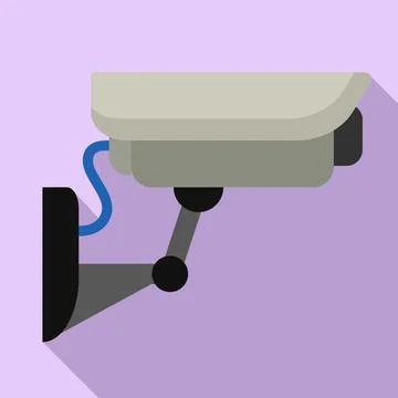 Outdoor security camera icon, flat style Stock Illustration