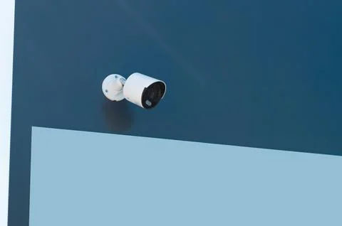 An Outdoor Security Camera Installed on Wall for Enhanced Surveillance and Stock Photos