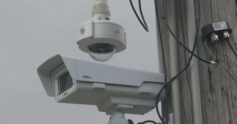 Outdoor Security Cameras - Dome Style Stock Footage 76922115