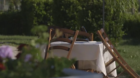 Outdoor set tables on the grass Stock Footage 88327199
