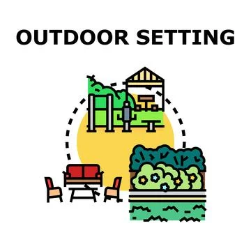 Outdoor setting leisure place vector icon illustration Stock Illustration