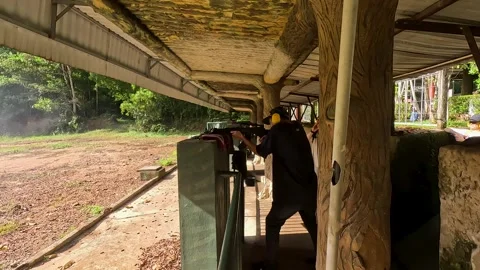 Outdoor Shooting Range - Young Man Shooting 2 Stock Footage 240881941