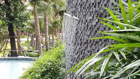 Outdoor shower by the pool Stock Footage 104651889