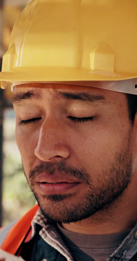 Outdoor, sick and man with tissue on construction site for building, renovation Stock Footage 336229542