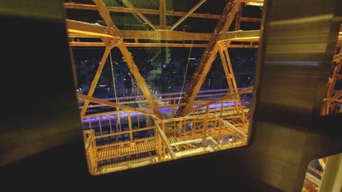 Outdoor snow viewed inside an elevator ride in Sapporo, Japan Stock Footage 151462675