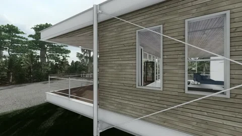 Outdoor space home architectural 3d illustration Stock Footage 185081273