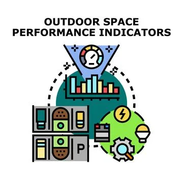 Outdoor space performance indicators analyzing urban environment Stock Illustration