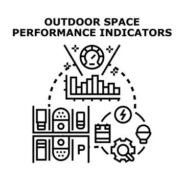 Outdoor space performance indicators analyzing urban environment Stock Illustration