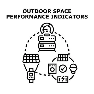 Outdoor space performance indicators measuring data analytics Stock Illustration
