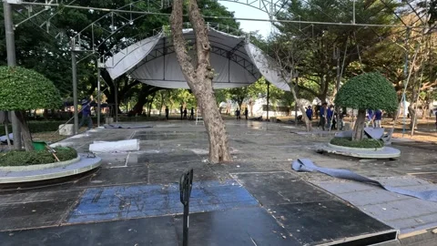 Outdoor Stage Setup Timelapse Stock Footage 262290688